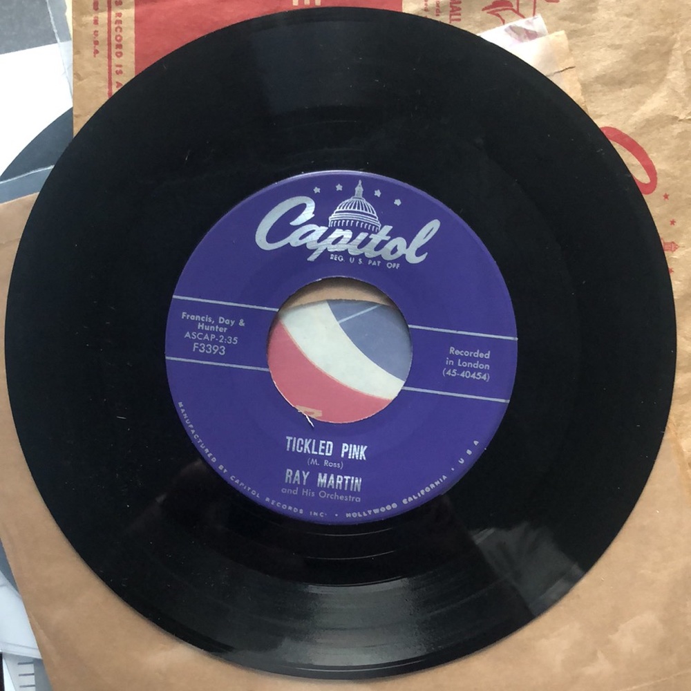 Ray Martin Tickled Pink Vinyl 45 Record '58